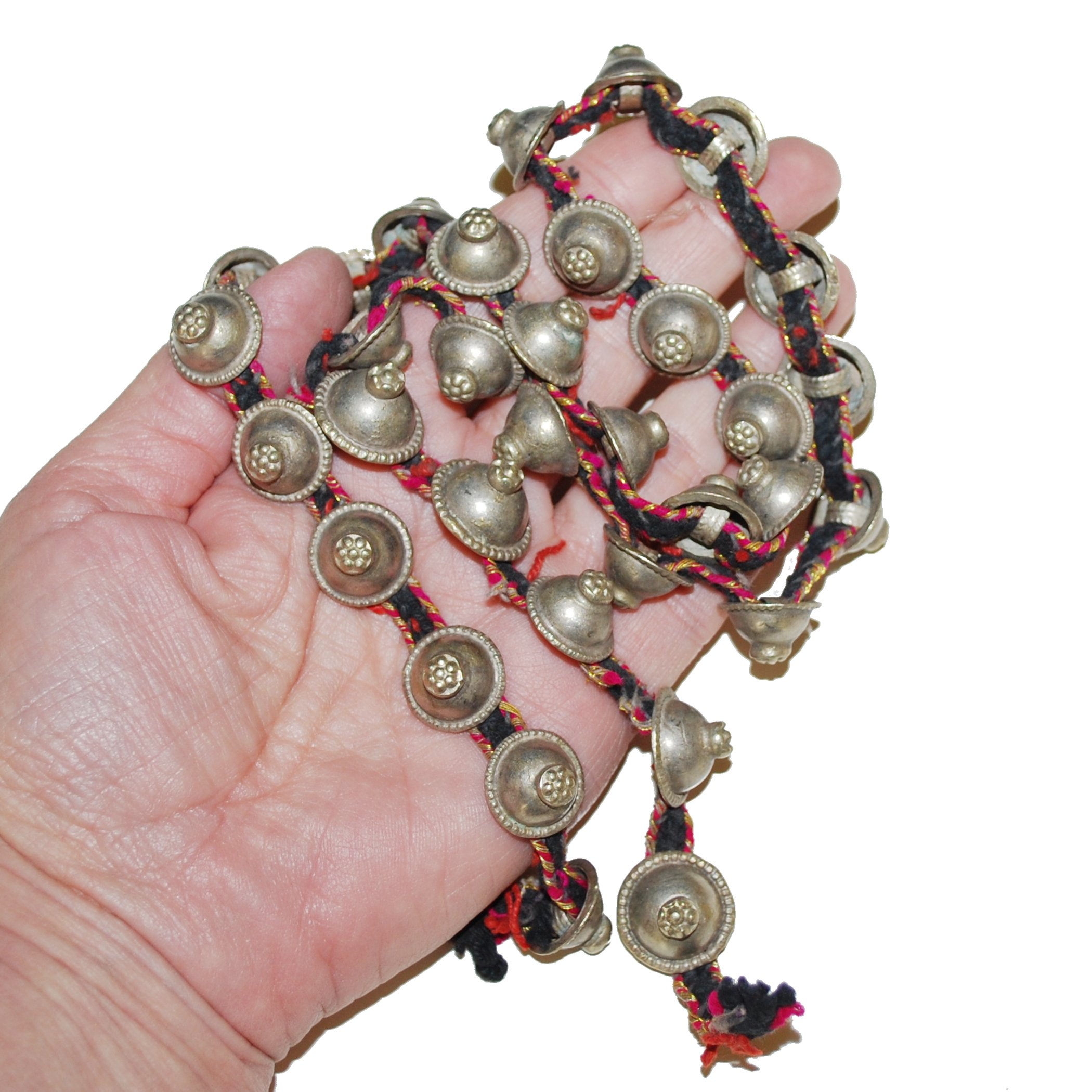 Tribal Buttons on Cord - 33 Vintage Turkoman Buttons - Belly Dance DIY