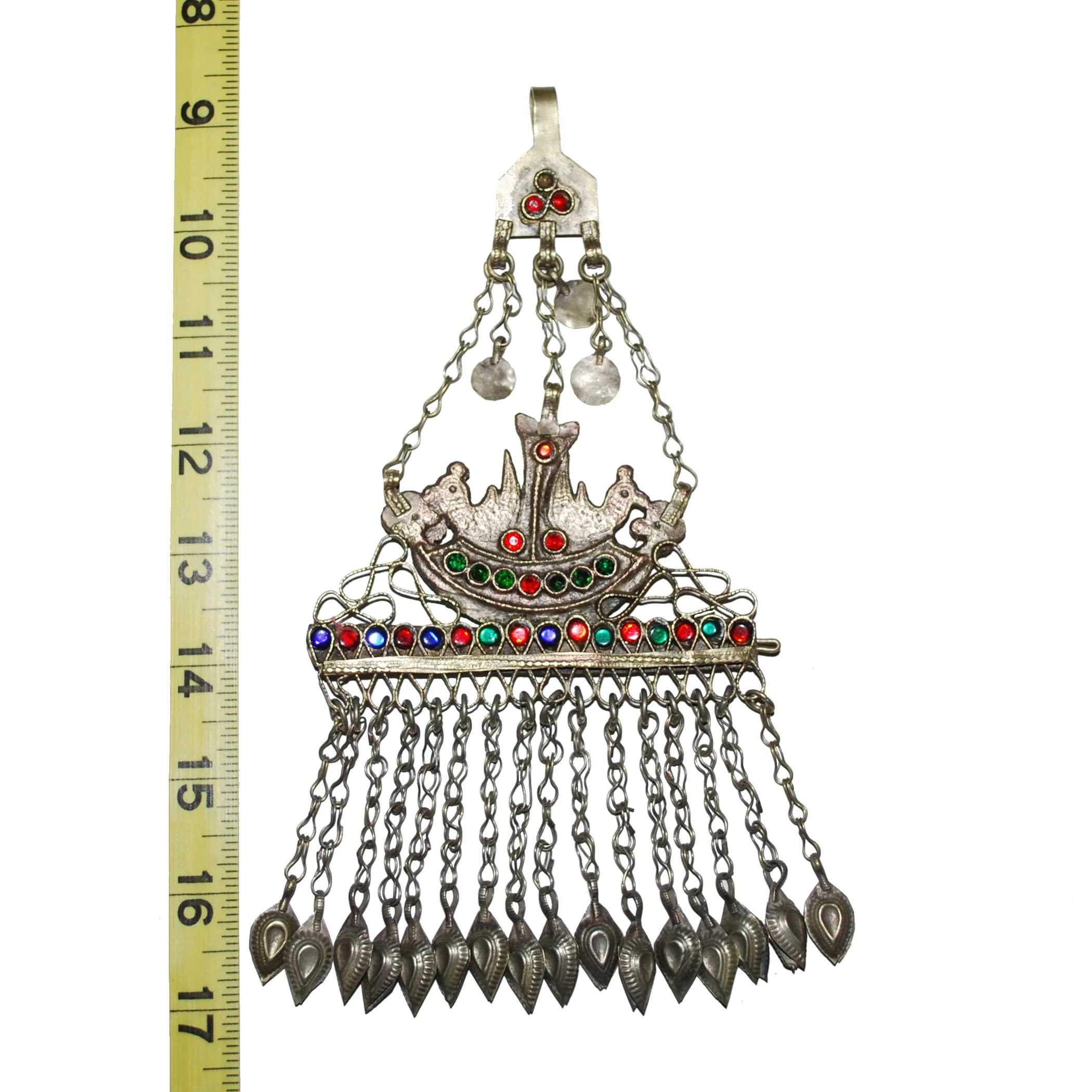 Vintage Kuchi tribal hair clip pendant