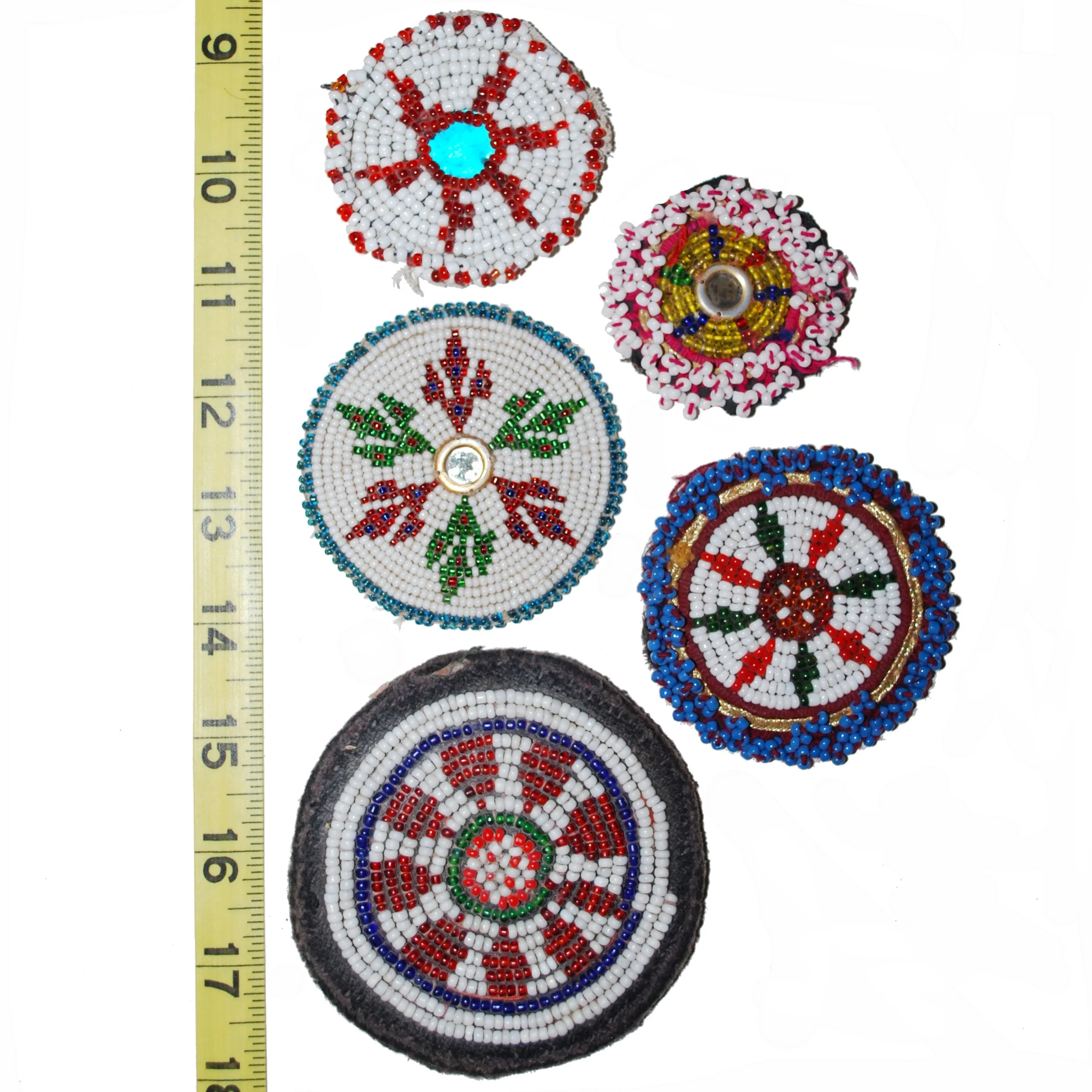 Kuchi Beaded Medallions Lot of  5 Pieces -  Vintage Gul i Peron - Belly Dance DIY