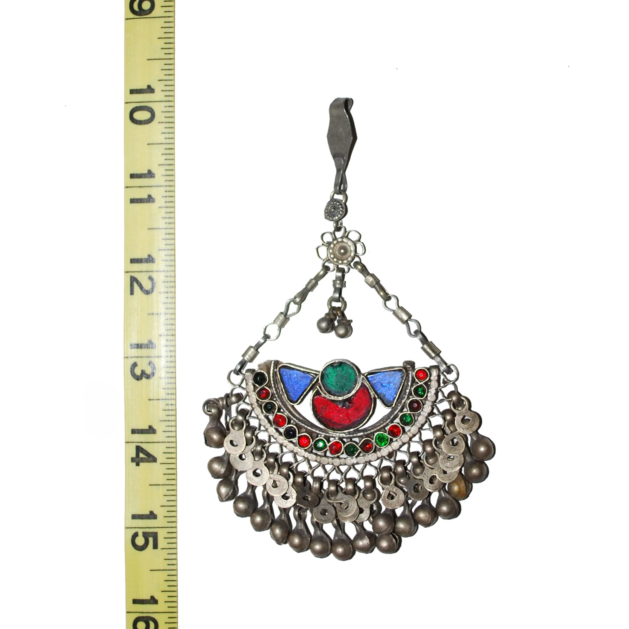 Vintage Kuchi Tikka Pendant - Tribal Crescent Pendant - Belly Dance
