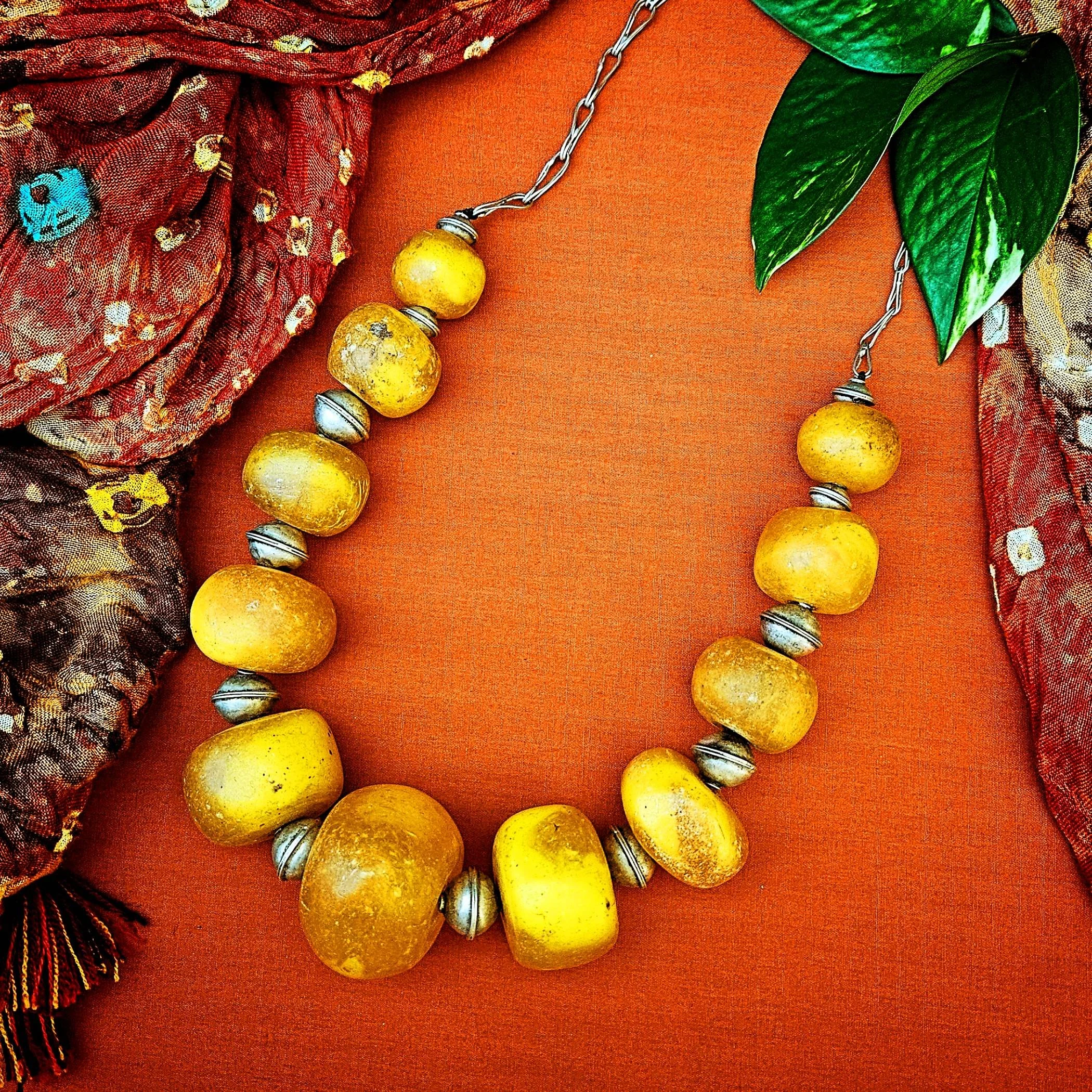 Moroccan Necklace - Berber Copal Beaded Necklace - Amazigh Necklace