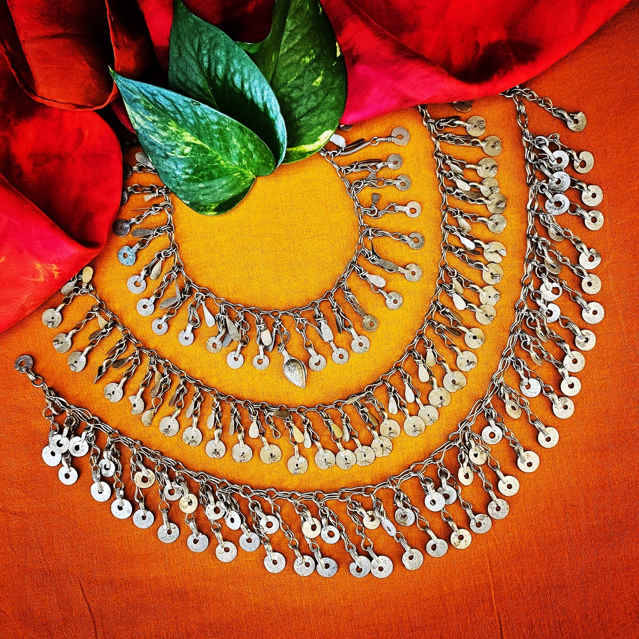 Kuchi Chain Fringe Vintage - Three Pieces - Tribal Chain Fringe for  Belly Dance
