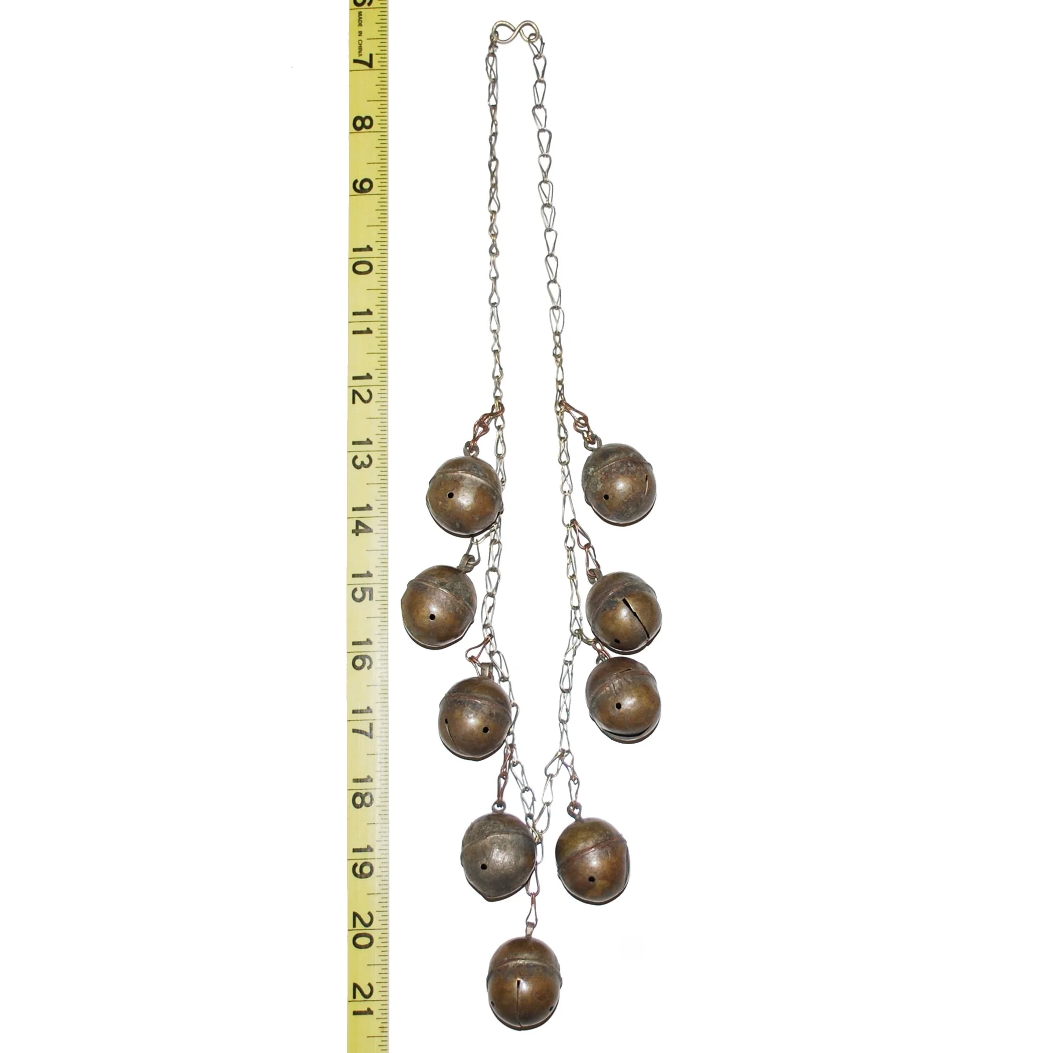 Turkoman Vintage Bells - Nine XL Bells on Chain - Tribal Turkman Bells Necklace