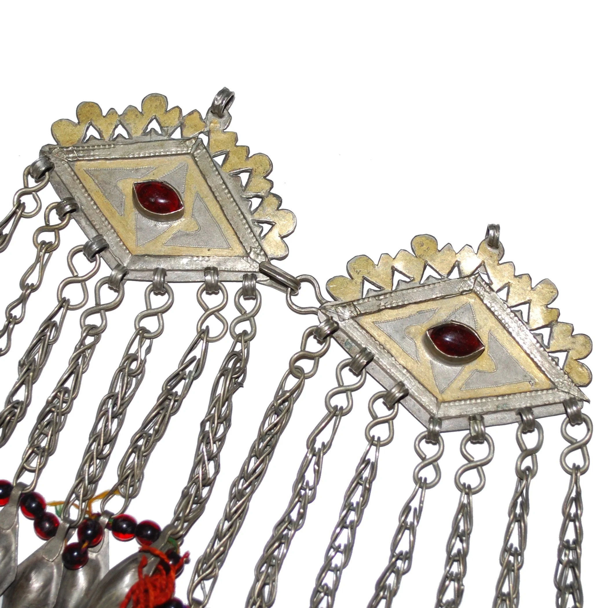 Vintage Pair of Turkoman Doonbajik Pendants - Turkmen Gold Washed PAIR
