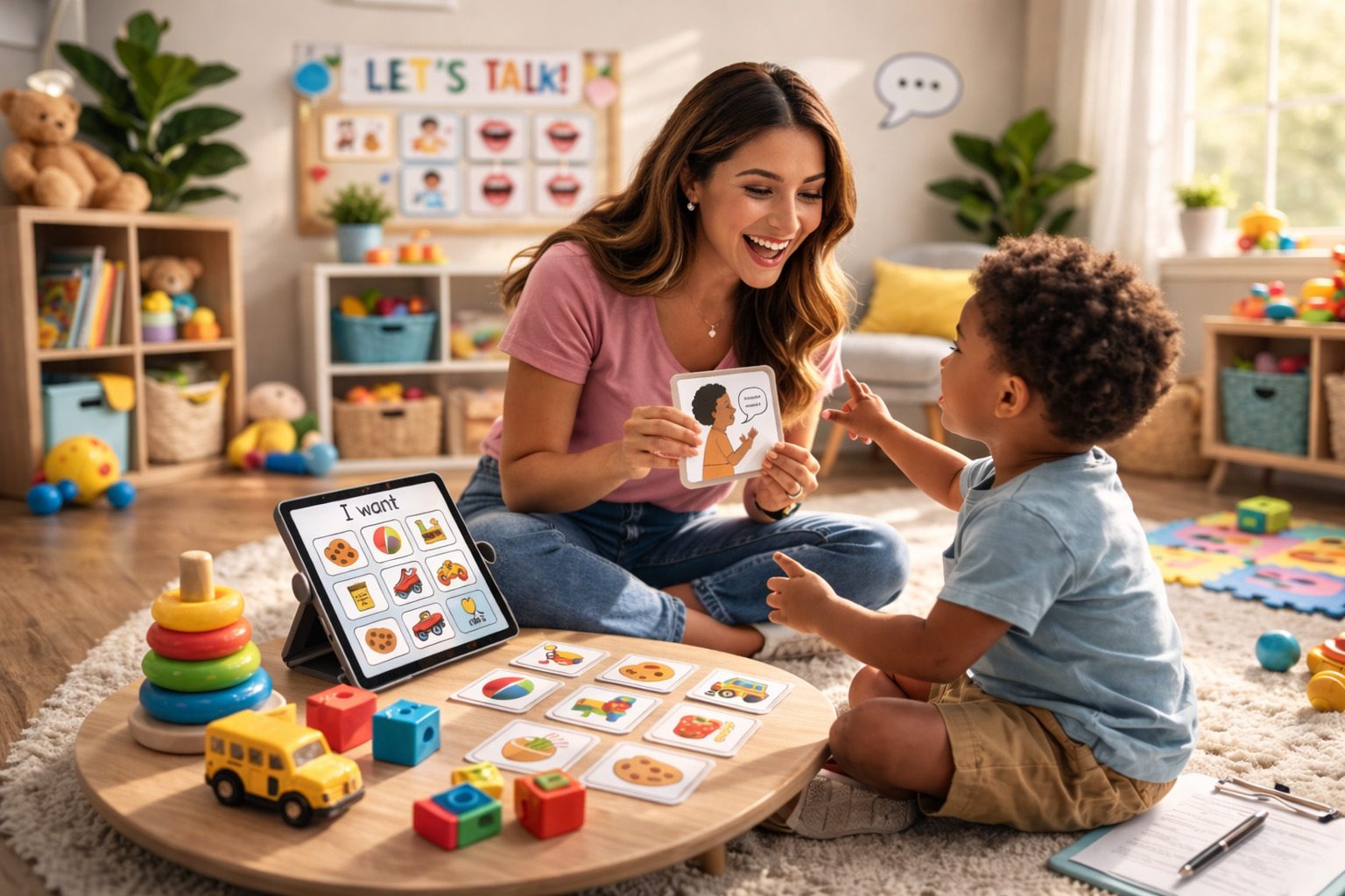 Speech-language pathologist providing autism communication therapy in Leander Texas