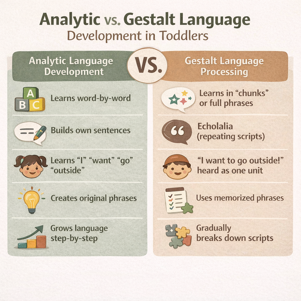 Analytic vs gestalt language development comparison chart toddlers