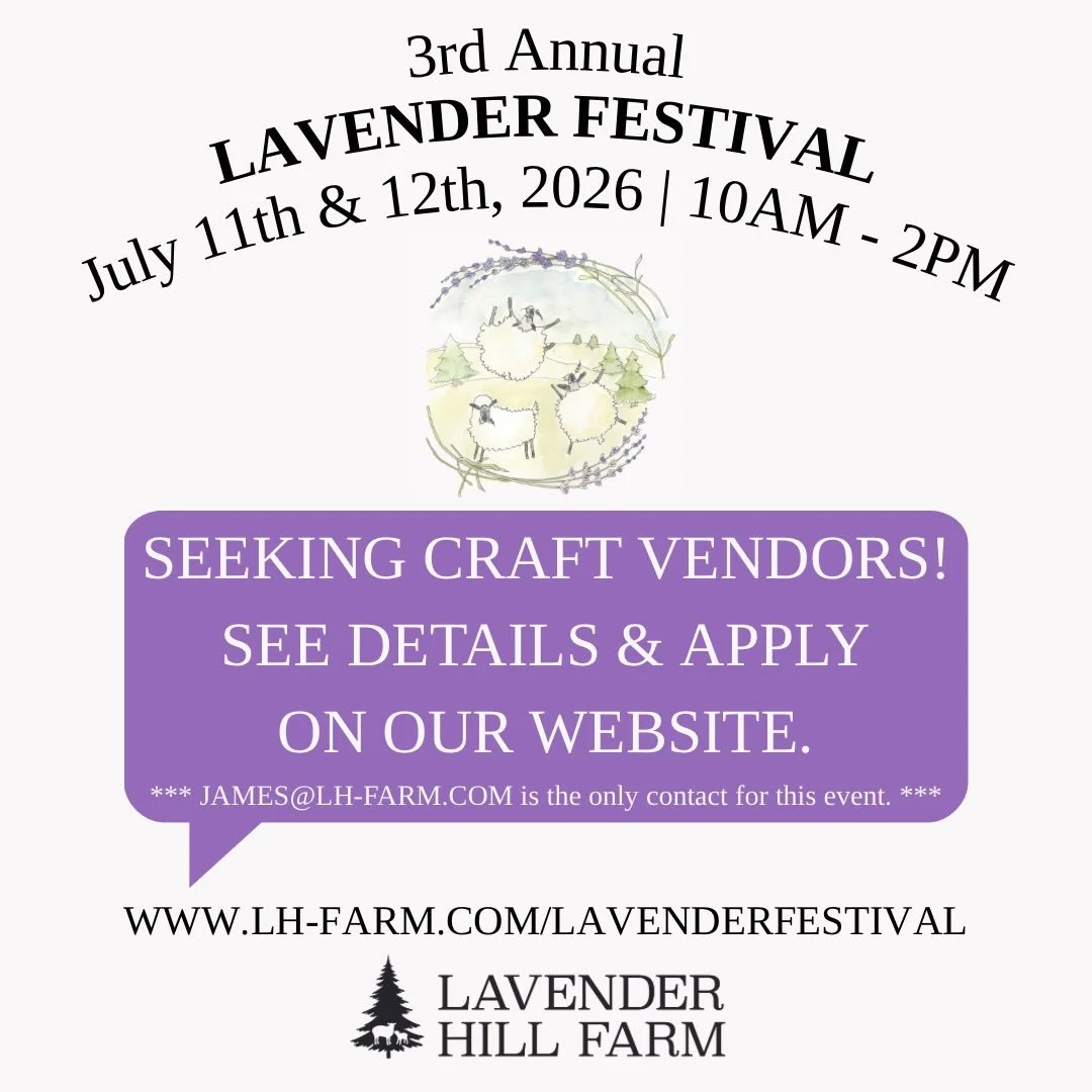Seeking local creative folks who wish to join the festival fun and let lavender inspire their creations!

Applications due 2/28/26

Please see website for application and details:
www.LH-Farm.com/lavenderfestival