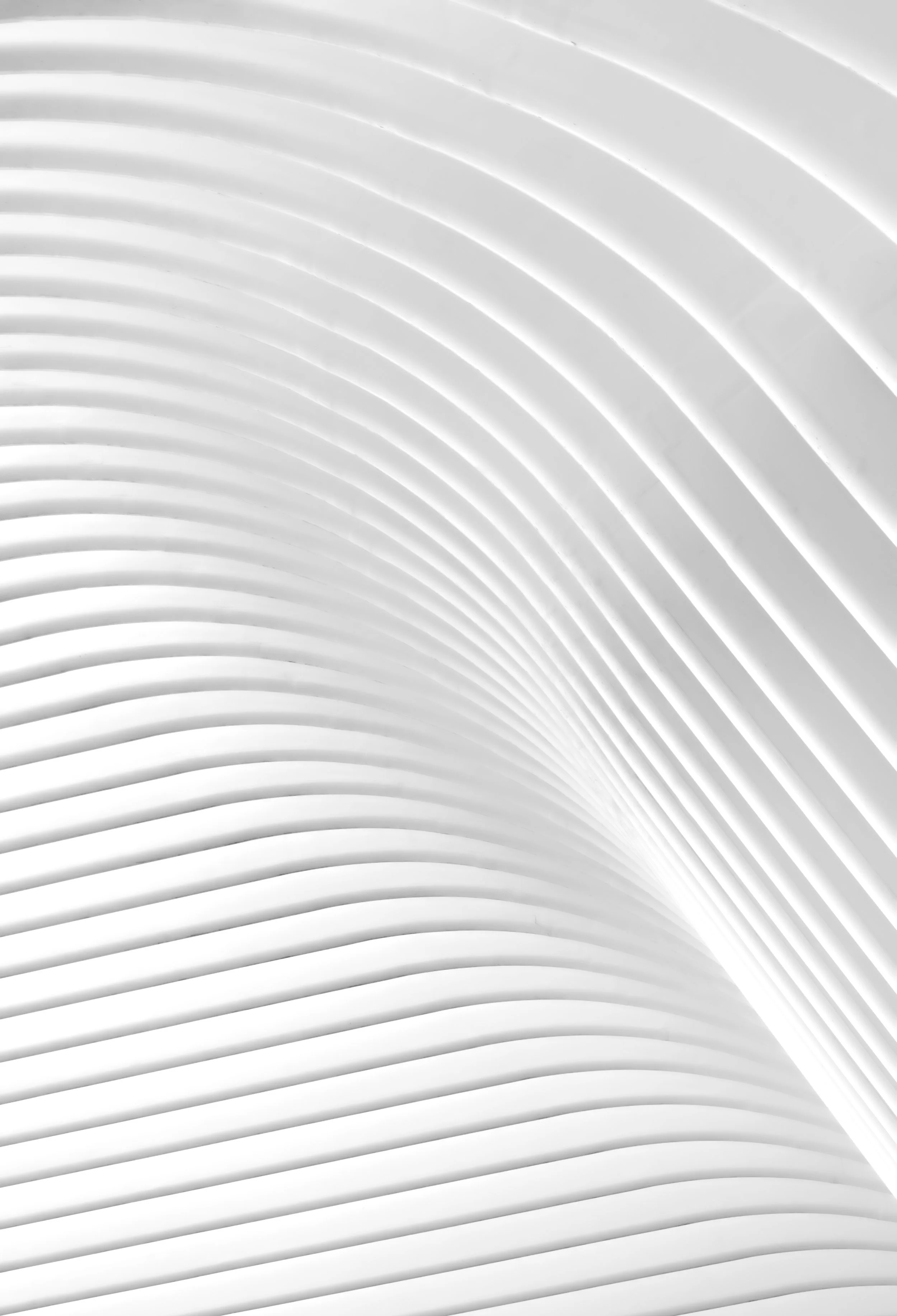 Abstract white layered waves with soft shadows forming sweeping curved lines