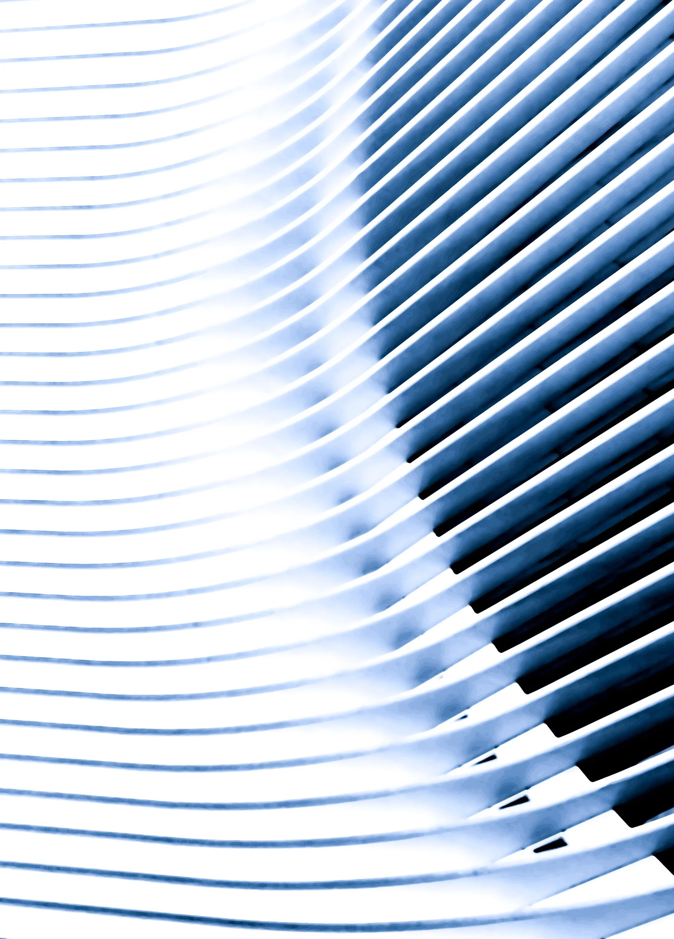Abstract blue and white curved striped pattern with flowing parallel lines