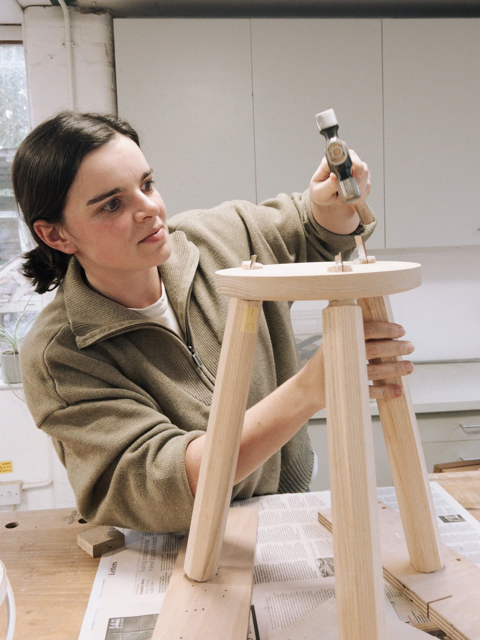 Jenny three legged stool woodworking course kent.JPG