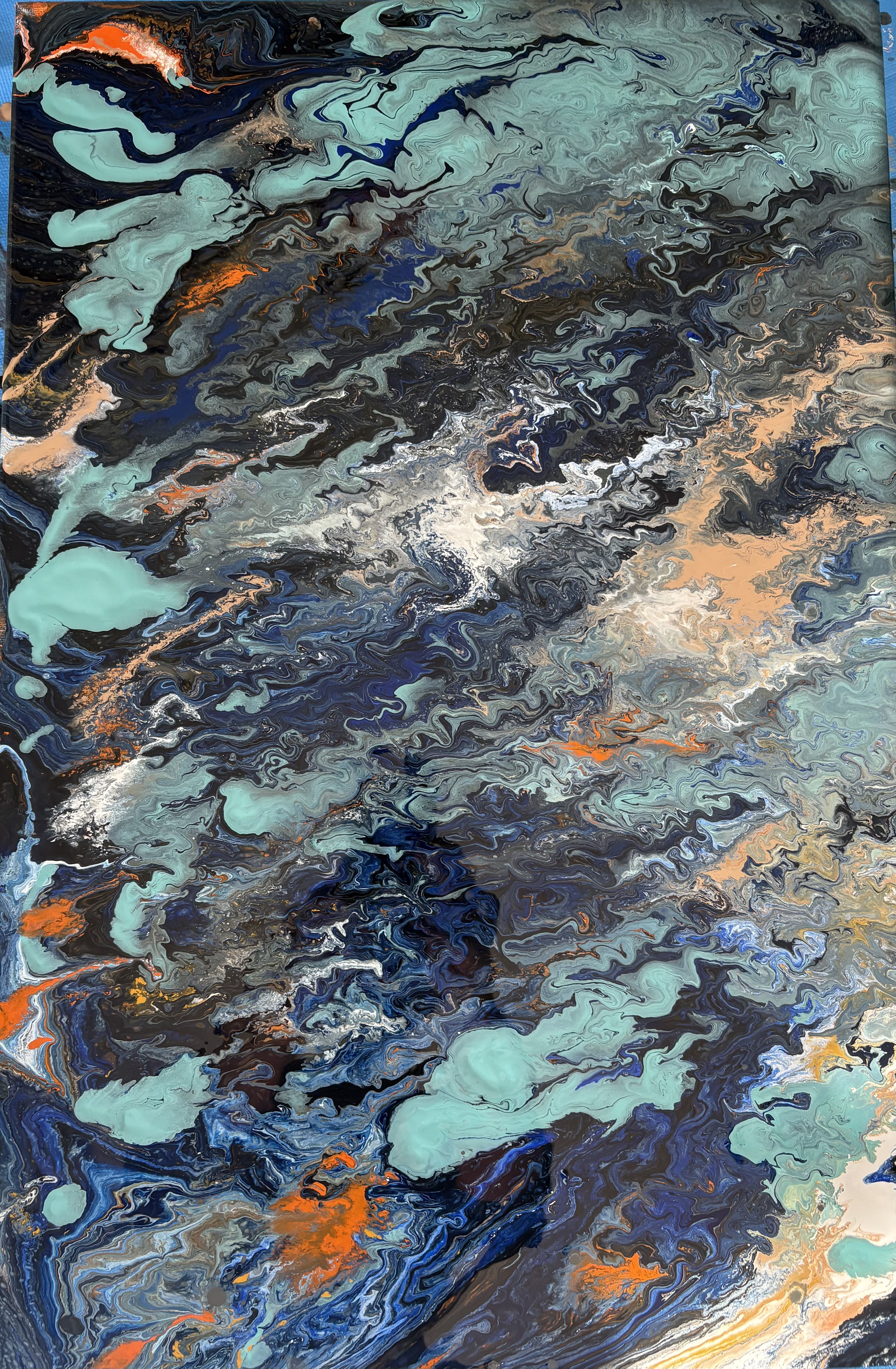 2 of a Set of 2 Pour Paintings  - 16x24 - Commissioned