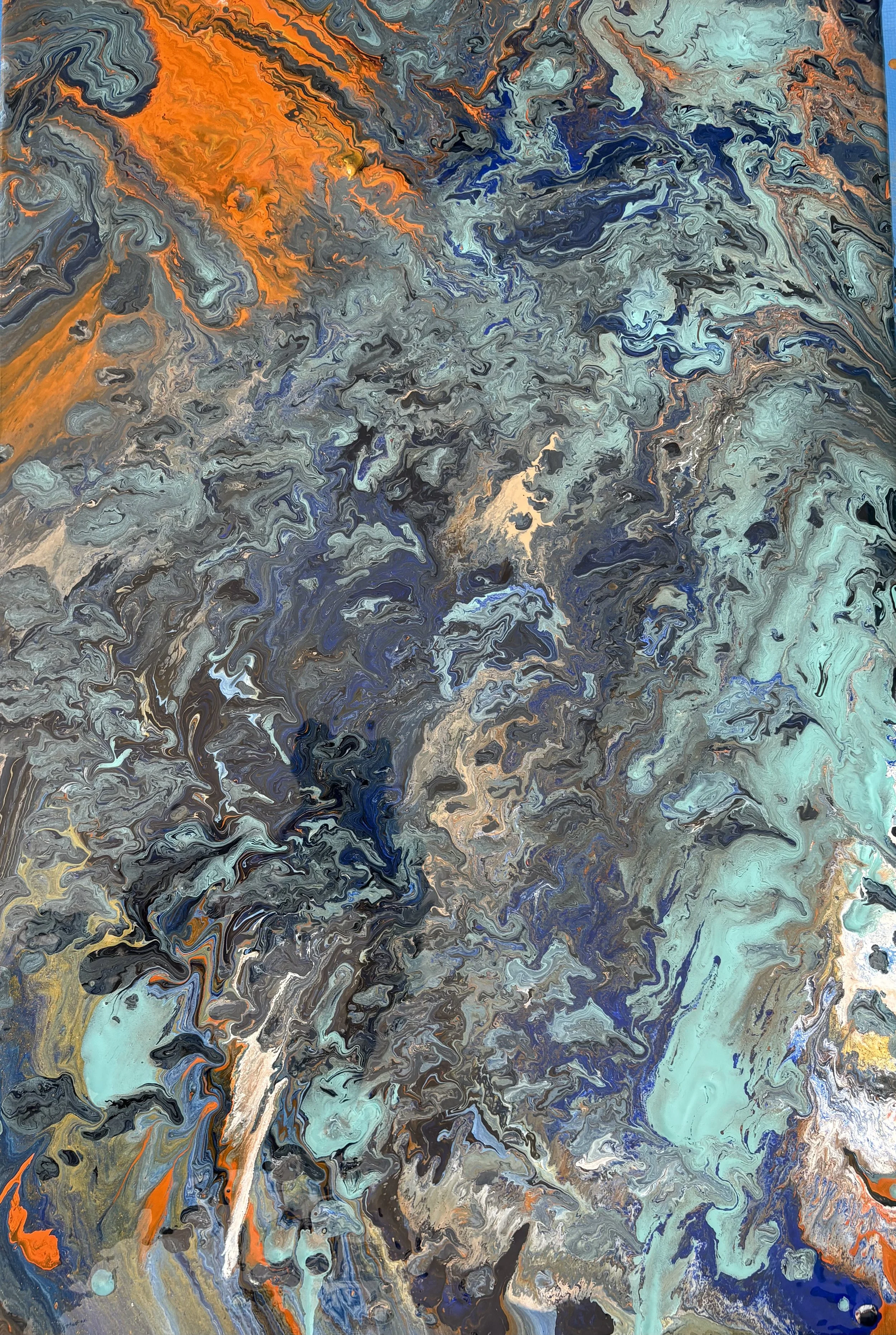 1 of a Set of 2 Pour Paintings  - 16x24 - Commissioned