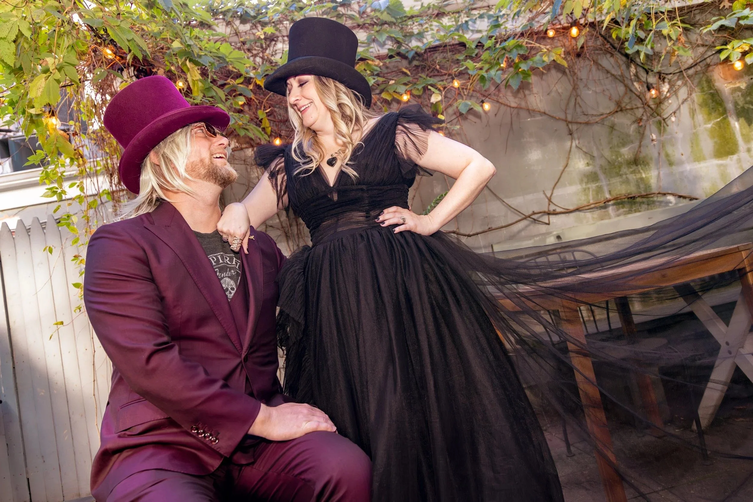 Alt bride and groom in Brooklyn wedding