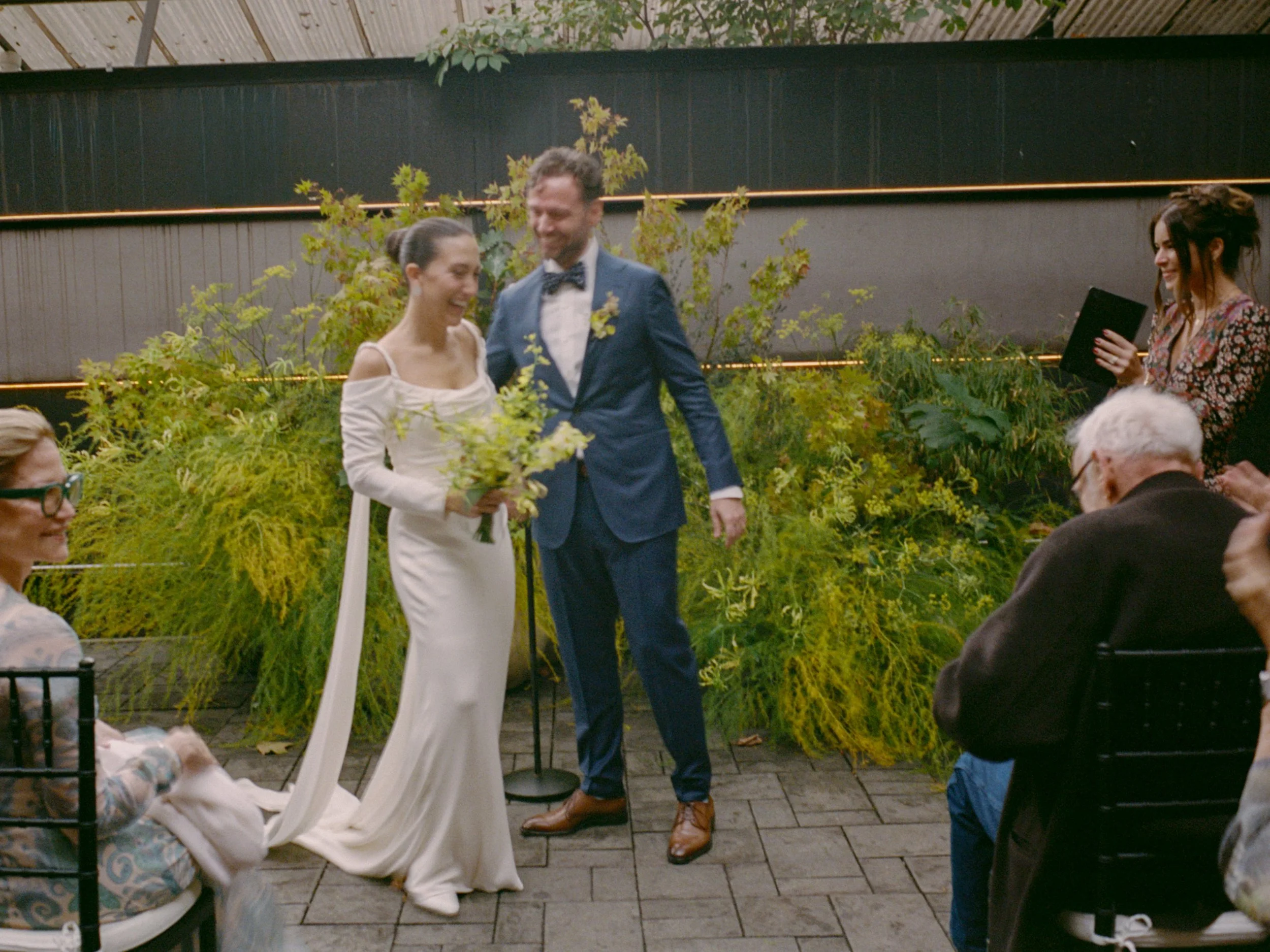 Brooklyn wedding ceremony with lush greenerey