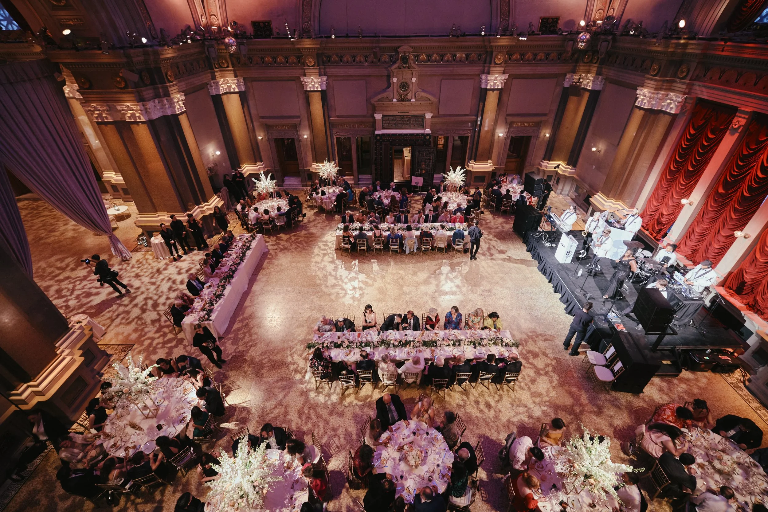 Wedding dinner at historic bank in Brooklyn