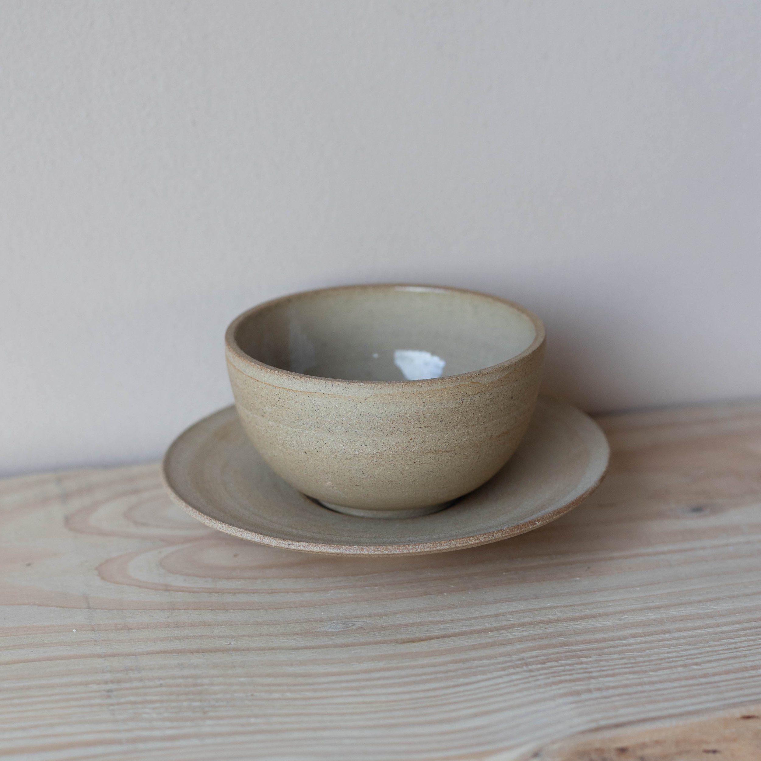 Brown Clay Cup & Saucer