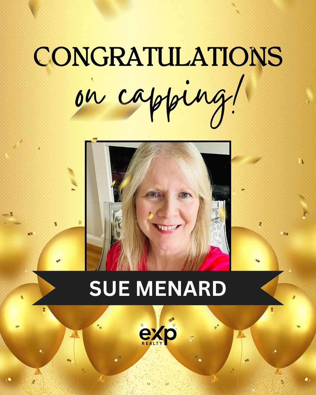 🌟 Big congratulations to @suemenard_realtor for capping! Her commitment to growth and excellence continues to inspire everyone around her, and we couldn&rsquo;t be prouder to celebrate this huge milestone!

At eXp, hitting your cap isn&rsquo;t just 