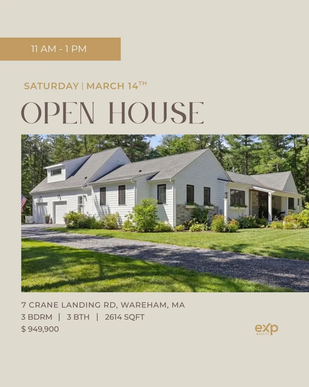 Discover peaceful living at Crane Landing, just moments from scenic Tihonet Pond. This thoughtfully designed ranch offers beautiful one-level living with vaulted ceilings, a cozy fireplace, and a stunning kitchen with quartz countertops that opens to