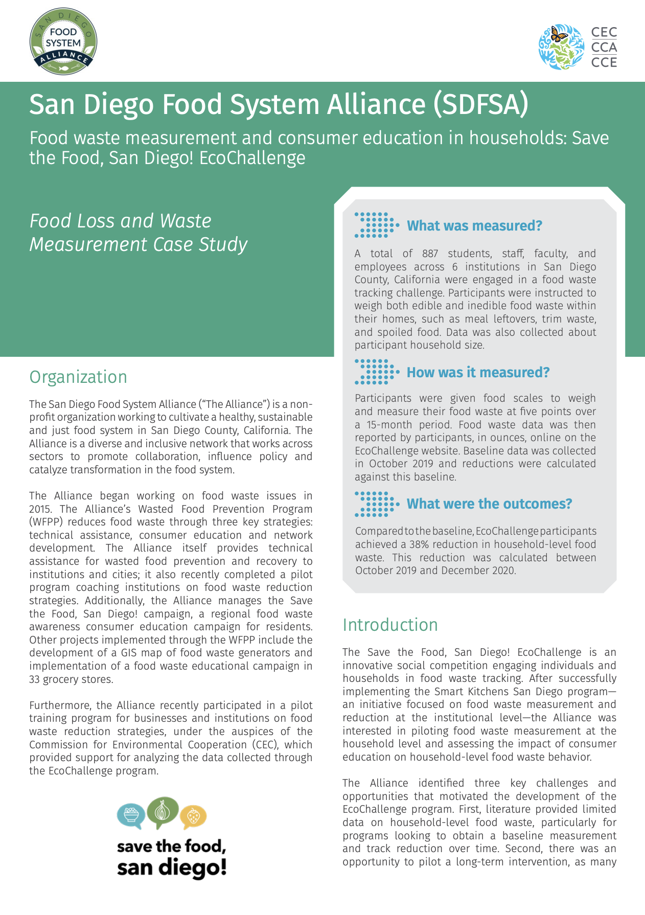 Food waste measurement and consumer education in households: Save the Food, San Diego! EcoChallenge