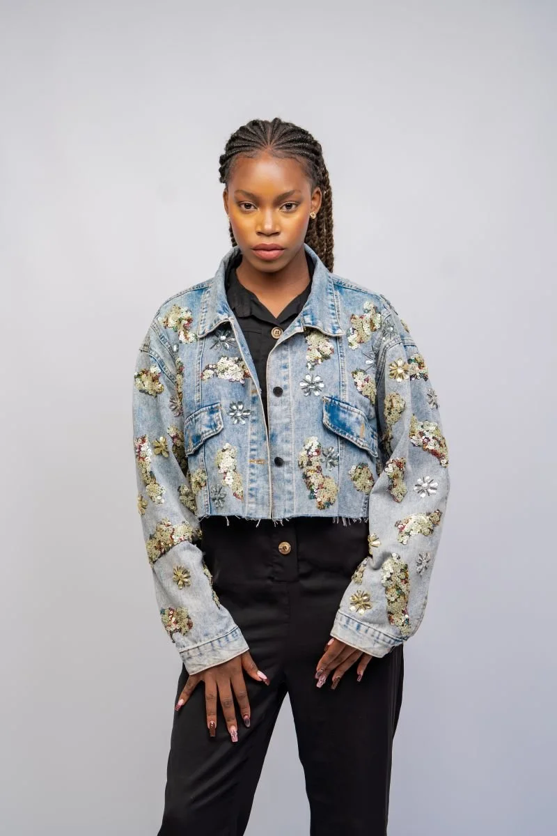 Mara Hand-Embroidered Upcycled Cropped Jacket