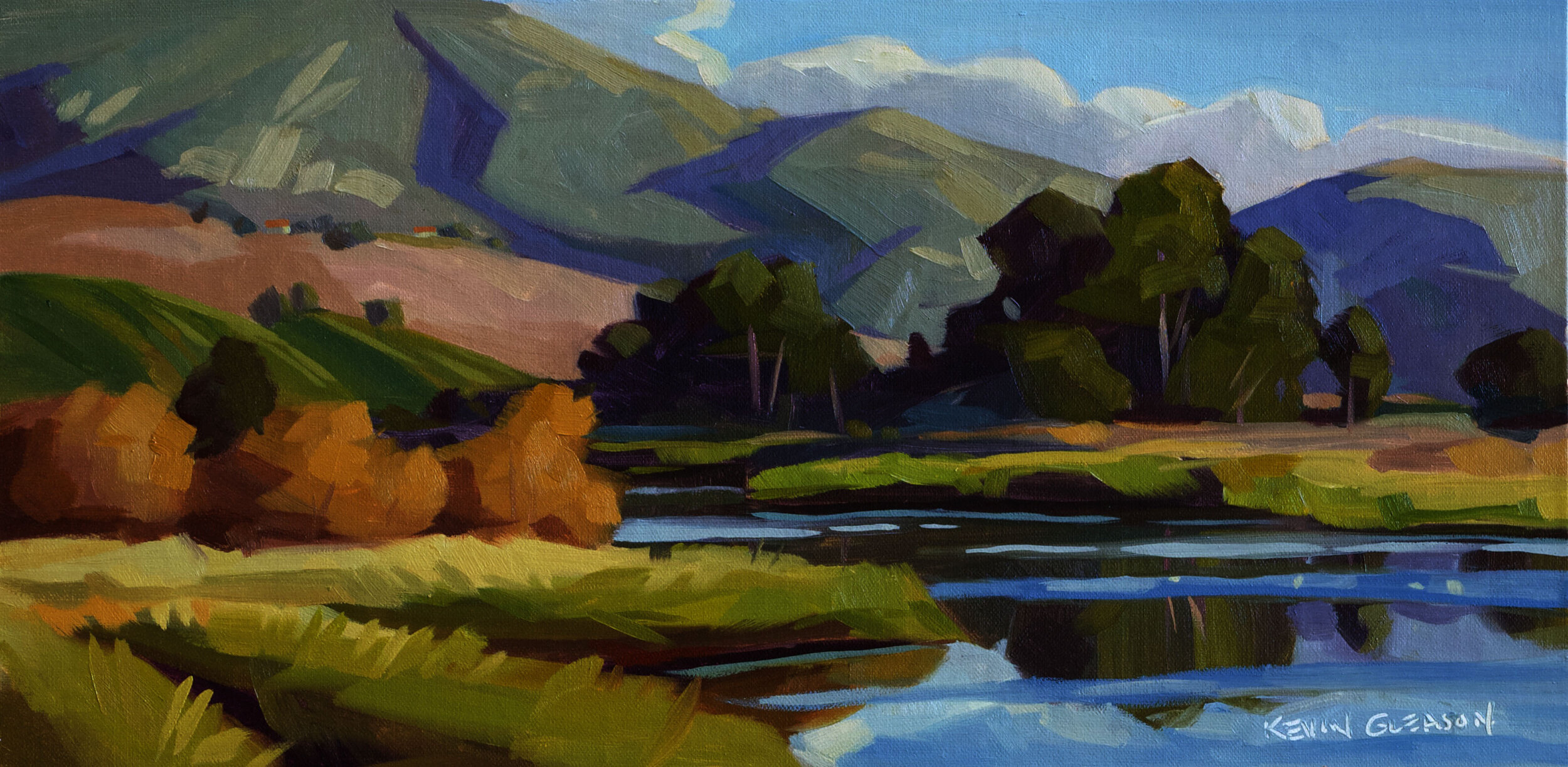 Kevin Gleason, "Lake Los Carneros After the Rain," Oil on linen panel