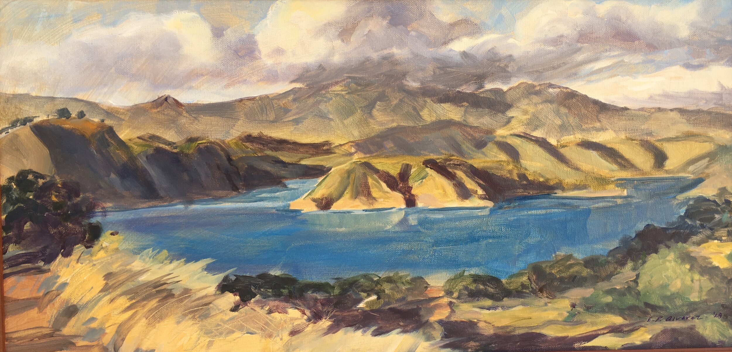 Liz Alvarez, "Lake Cachuma View," Acrylic on canvas