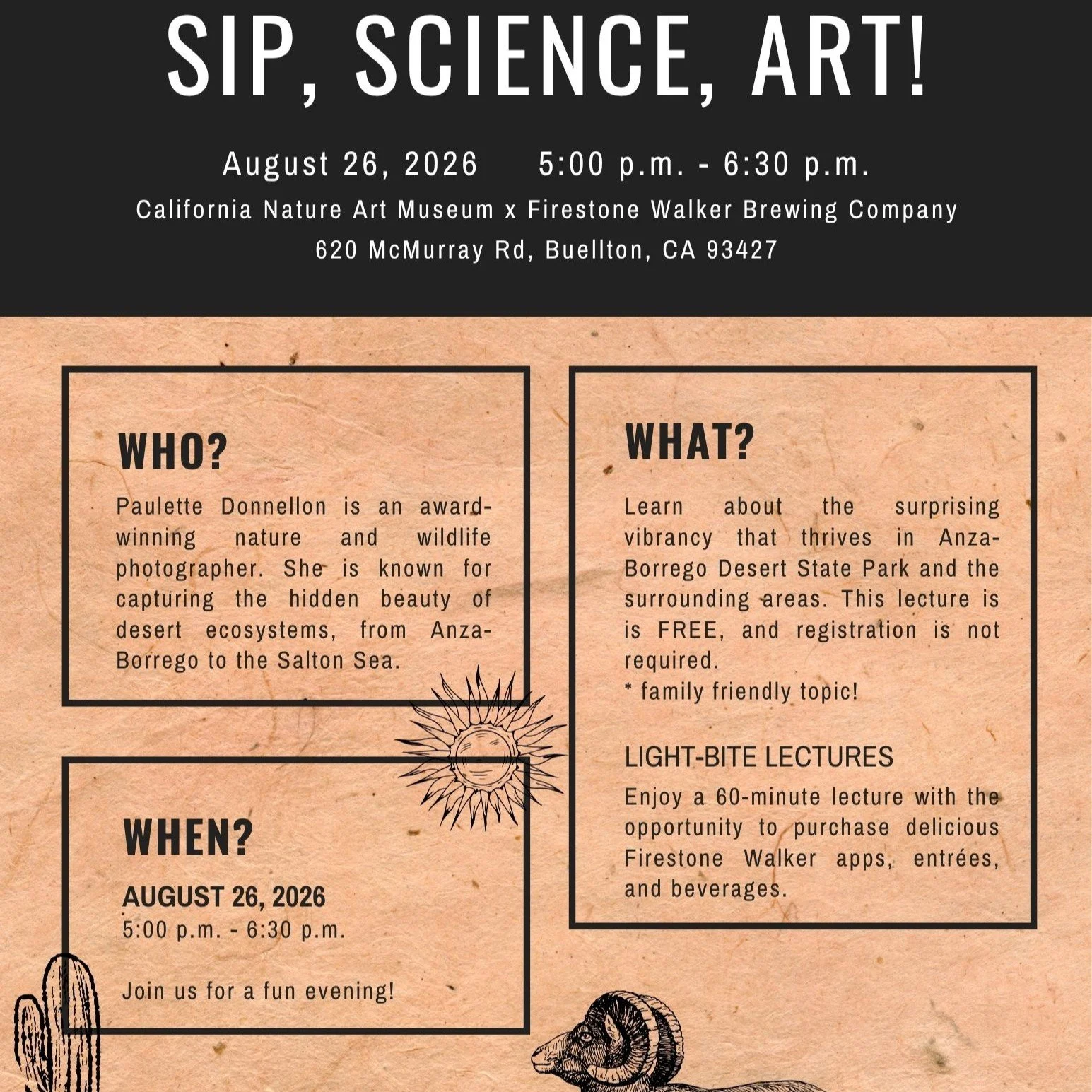 August 26 | Sip, Science, Art! -  Untamed Desert