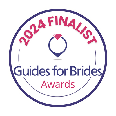 Guides for Brides Awards 2024 Finalist logo with a diamond ring icon.