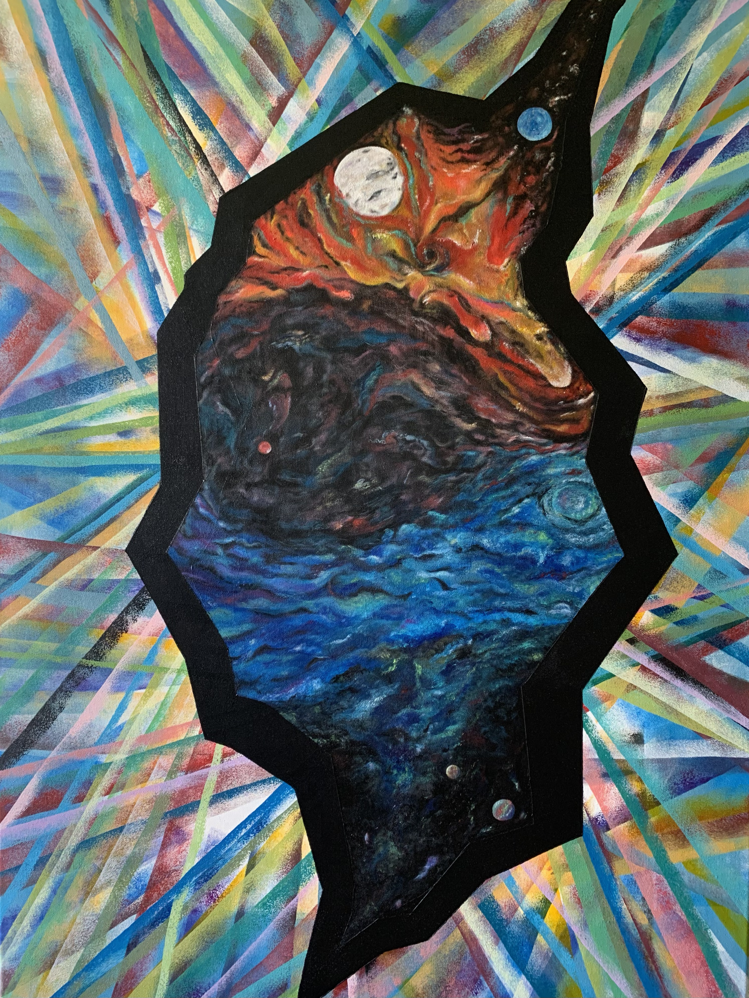 Abstract Solar System Commission 2022, Acrylic on Canvas, 30" x 40"