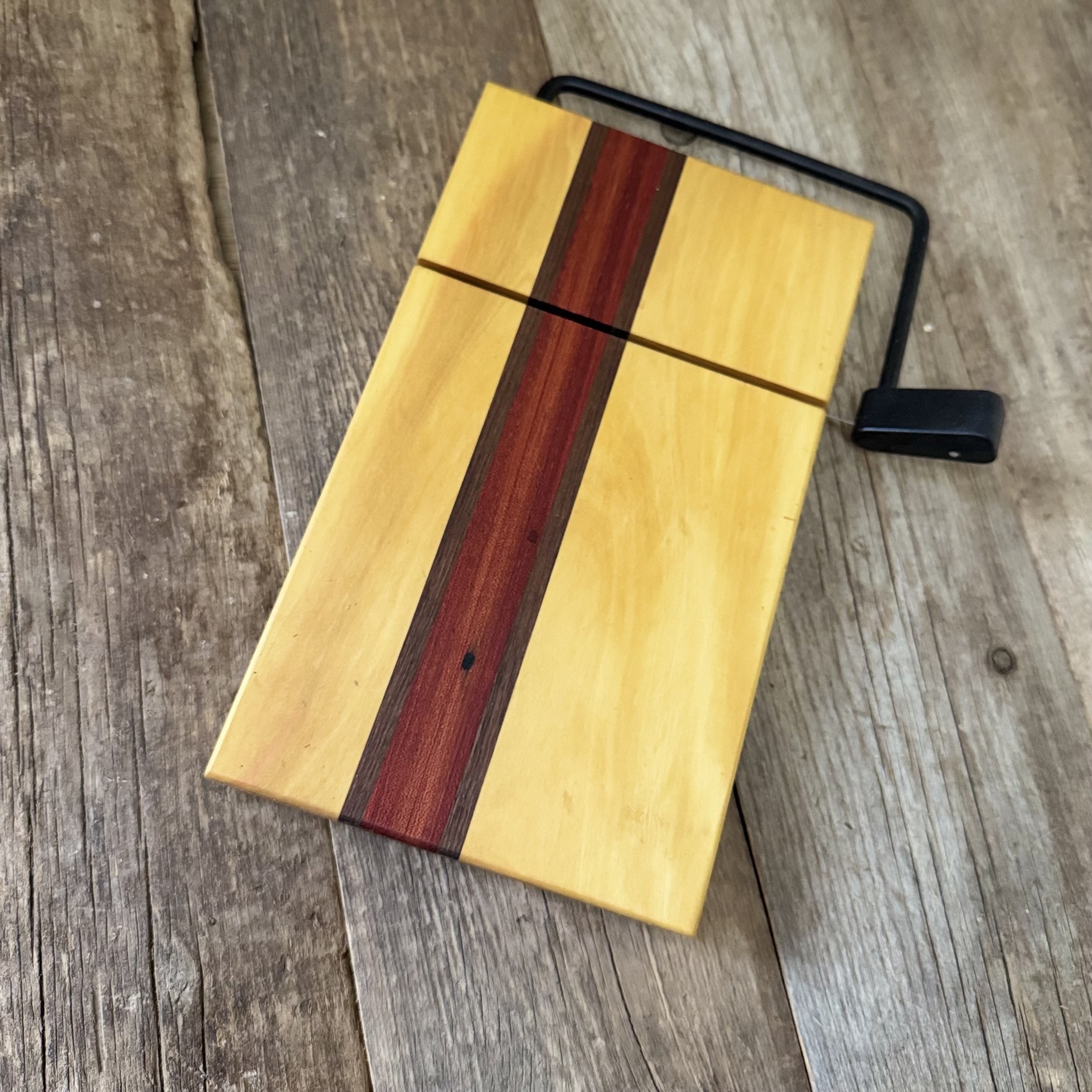 Osage, Walnut and Bloodwood cheese cutter