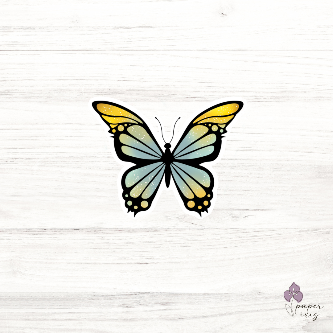 Emerald Glow Butterfly Sticker