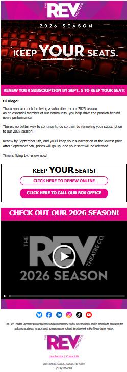 2026 Seat Subscription "Keep Your Seats" Email
