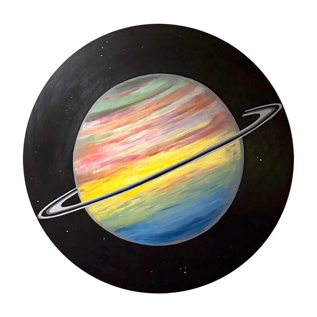 Saturn
Acrylic on wood palette 30" dia
