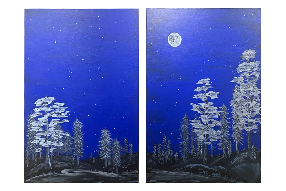  Frosted Forest 
 
Each panel of the diptych 24" x 36" 
 
$1150 for the set