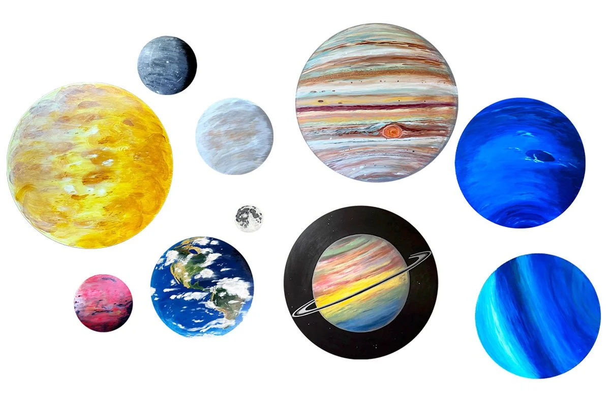  The Solar System 
 
Acrylic on wood palette 12' x 6' wall space
 
$3,600
