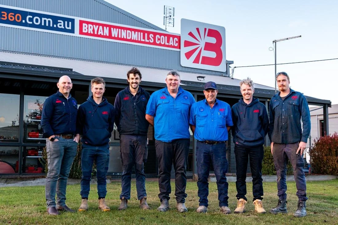 The Bryan Windmills team outside the Colac store