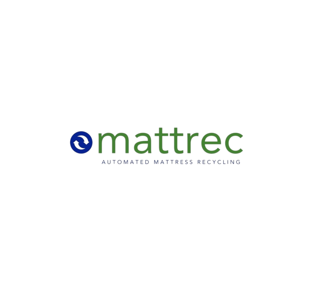 Logo of Mattrec with recycling symbol and text 'Automated Mattress Recycling'