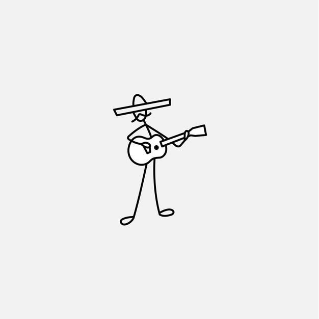 Premium Vector _ Stick figure man guitarist vector in sombrero.jpeg