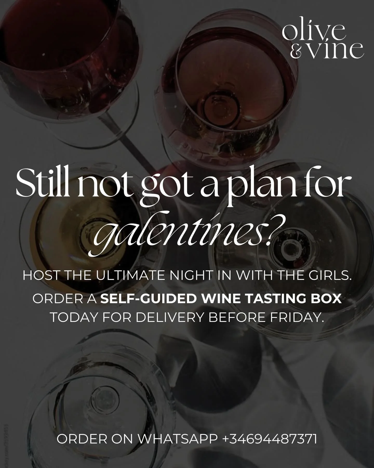 Galentines: Sorted 🍷

Skip the crowded dinners. Make it a night in to remember with a Self-Guided Wine Tasting Box.

📍 Free delivery available to Palma &amp; Puigpunyent

📞Send us a WhatsApp on +34694487371

What&rsquo;s inside:

&bull;3 hand-pick