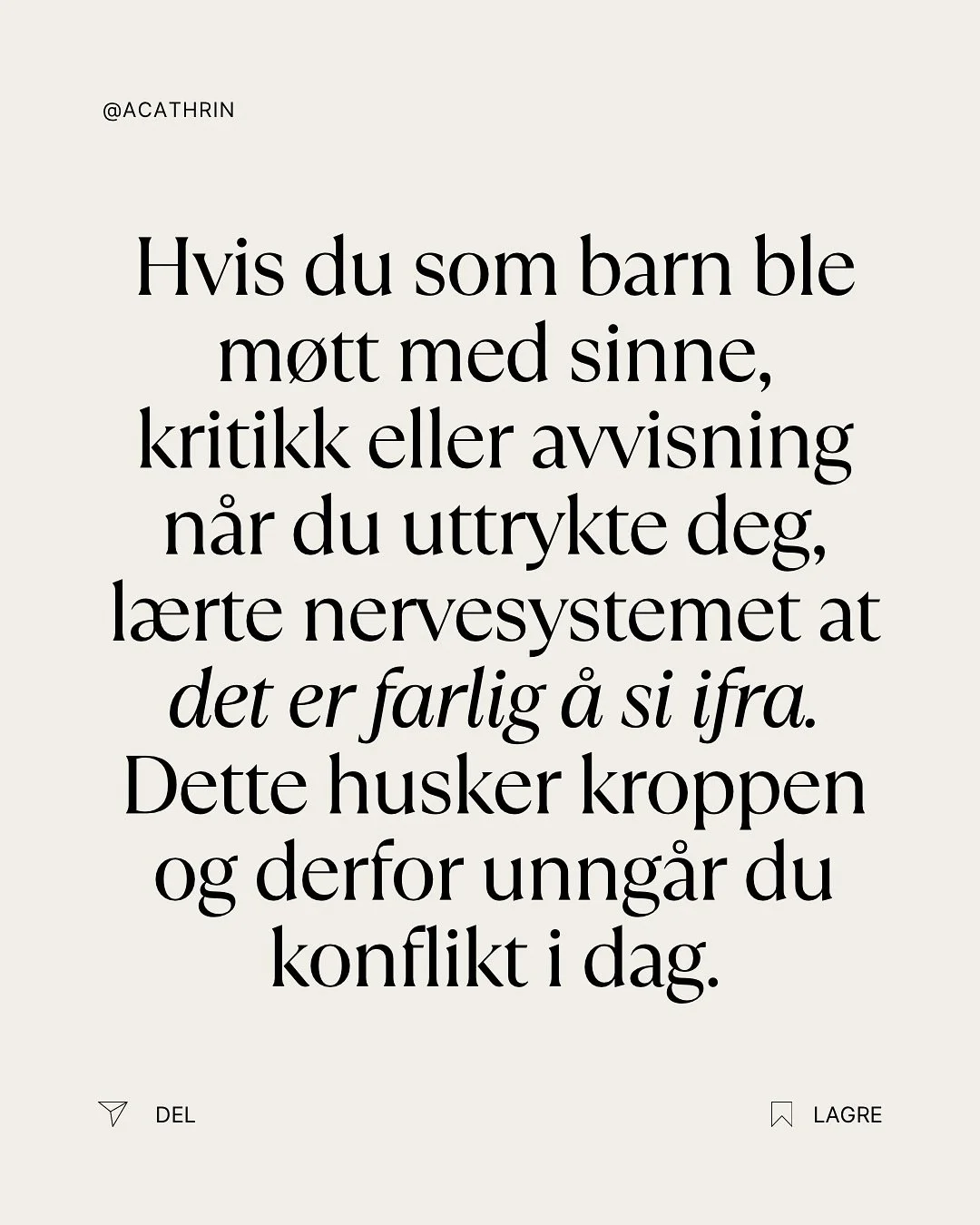 &Aring; v&aelig;re konfliktsky er skikkelig ubehagelig. Du kan vite at noe bare er en uenighet og egentlig ufarlig, men likevel blir kroppen urolig &ndash; hjertet banker, du blir du f&aring;r lyst til &aring; r&oslash;mme eller gj&oslash;re alt for 