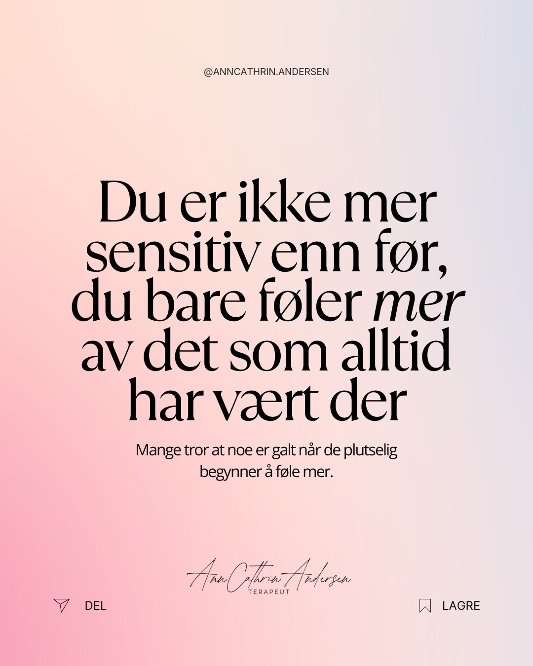Jeg ser dette hos klientene mine igjen og igjen.

De kommer til meg og sier:

&laquo;Jeg skj&oslash;nner ikke hva som skjer. Jeg f&oslash;ler mer enn noen gang. Jeg blir lettere trigget. Jeg t&aring;ler mindre. Har jeg blitt d&aring;rligere?&raquo;

