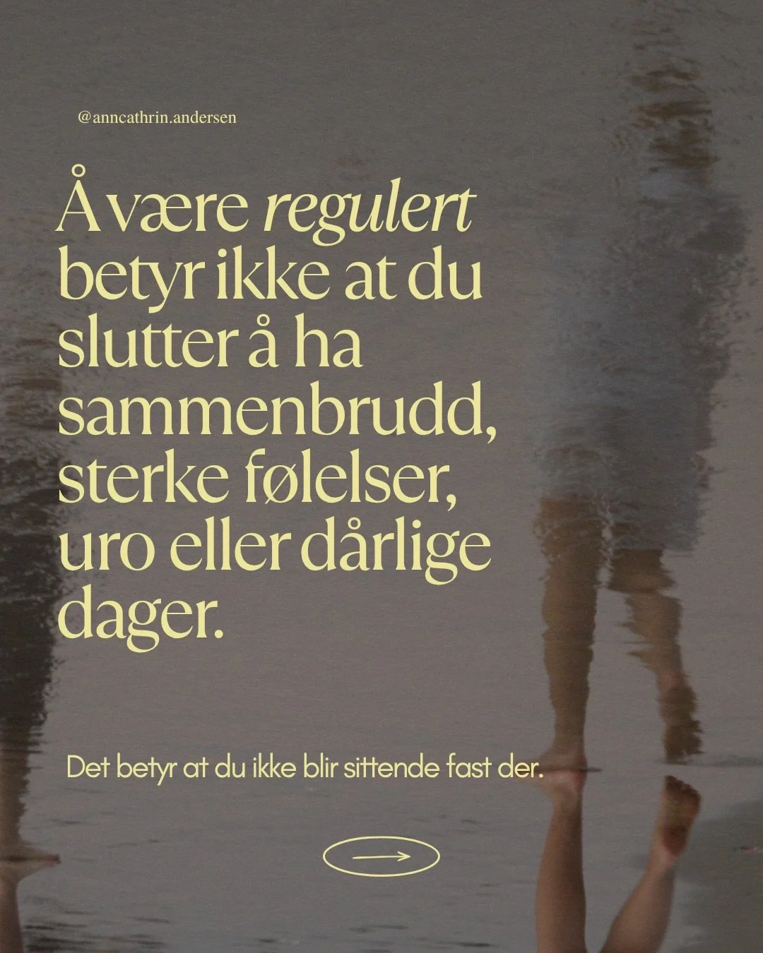 En av de st&oslash;rste misforst&aring;elsene om et regulert nervesystem er at du aldri skal bli trigget.

At du alltid skal v&aelig;re rolig.
At du aldri skal gr&aring;te.
At du ikke skal bli sint.
At du alltid skal klare &aring; tenke rasjonelt.

M