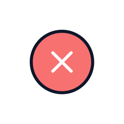 Red circular button with a white 'X' in the center, indicating close or cancel action.