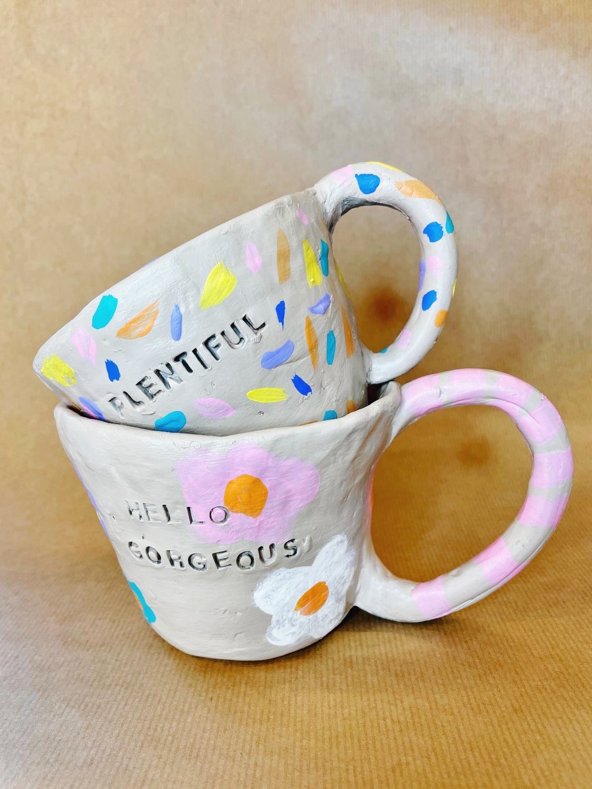 An in-person workshop was held in Bristol, where people could design & make their own mug stamped with a personal self-kindness motto