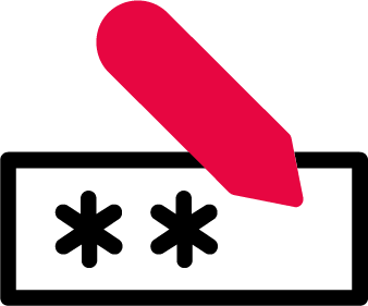Icon with two stars and a red pencil