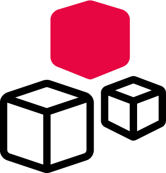 Ikon med to firkanter og en rød firkant