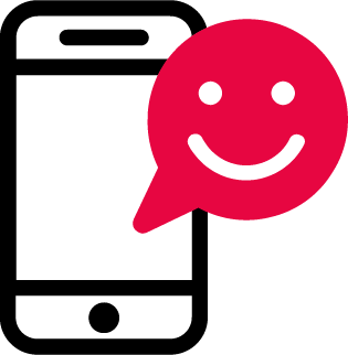 Icon with a phone and a red smiley
