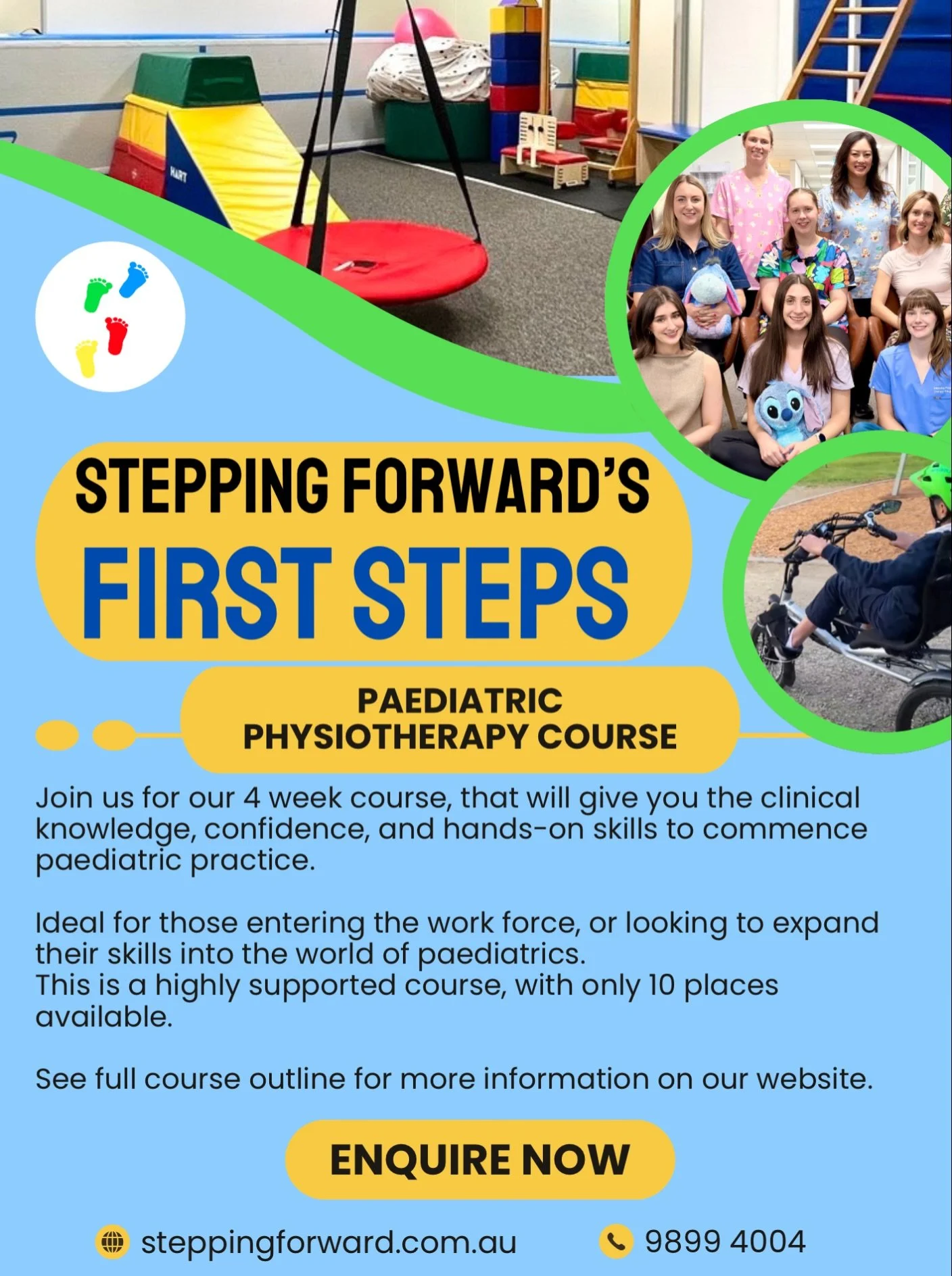 🚀 READY TO TAKE YOUR FIRST STEPS INTO PAEDIATRICS?

Introducing FIRST STEPS 👣

A 4-week paediatric physiotherapy course designed to give you the clinical knowledge, hands-on skills and confidence to start your paediatric practice journey.

Perfe
