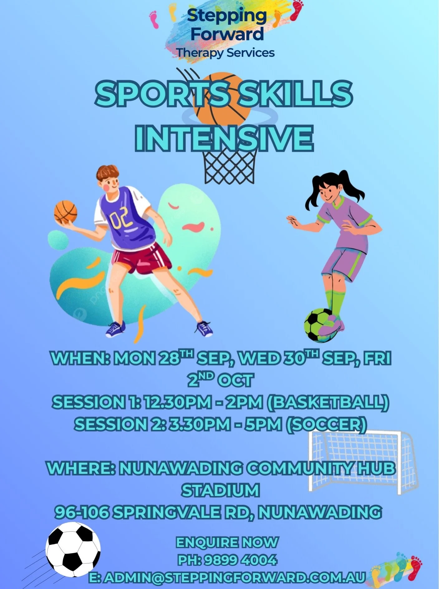 🏀⚽ SPORT SKILLS INTENSIVE &mdash; SEPTEMBER SCHOOL HOLIDAYS! ⚽🏀

Looking for a fun and active way for your child to build their confidence, coordination and sporting skills these school holidays? 🙌

Our Sport Skills Intensive is here! 🎉 Join 