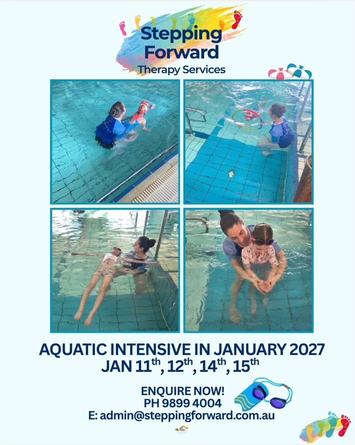 🌊 Aquatic Physiotherapy Intensive | January 2027 🏊&zwj;♂️

Expressions of interest are OPEN! 🤗

One of our most popular programs, our Aquatic Physiotherapy Intensive helps children build strength, balance, coordination, core stability and confiden